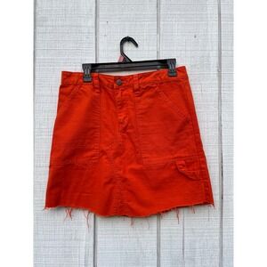 BDG Orange Mini‎ Skirt Raw Hem Utility Pockets Casual Trendy Women's medium